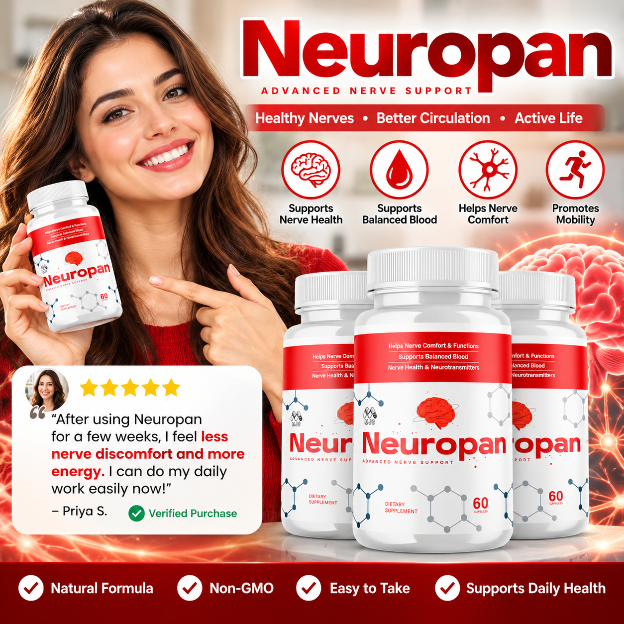 Neuropan advanced nerve support label and bottle